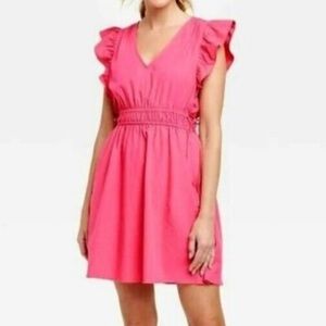 Universal thread pink V-neck sleeveless dress